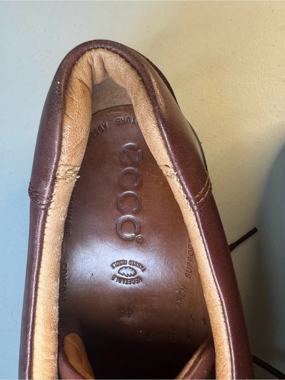 ECCO Men’s Brown Leather Moc-Toe Lace-Up Loafers